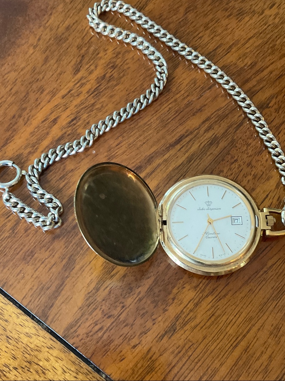 Jules Jorgensen Gold-Tone Pocket Watch with Chain - Classic Men’s Accessory